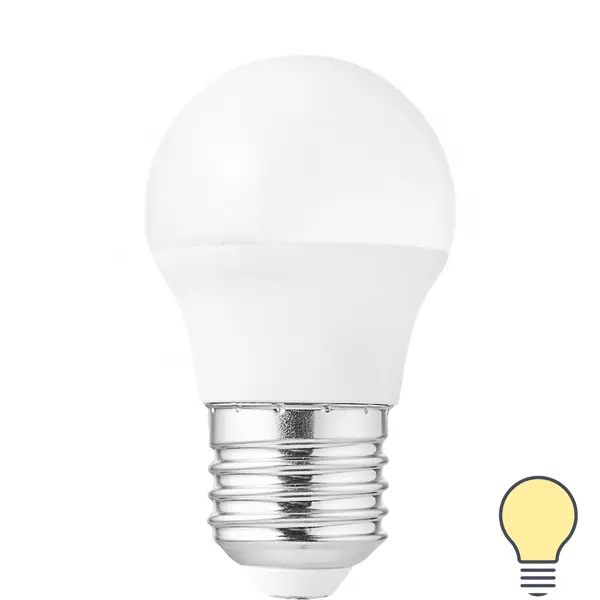 Лампа светодиодная Volpe E27 220-240 В 5 Вт шар малый матовая 470 лм, теплый белый свет