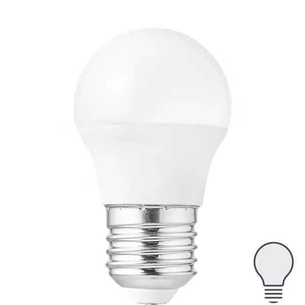 Лампа светодиодная Volpe E27 220-240 В 5 Вт шар малый матовая 470 лм, нейтральный белый свет