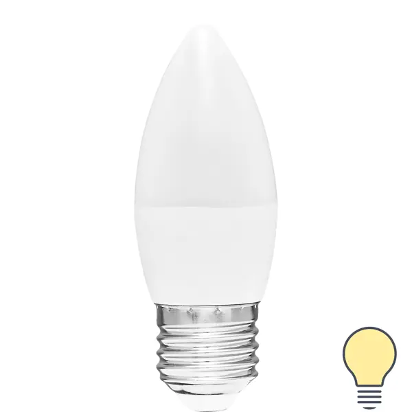 Лампа светодиодная Volpe E27 220-240 В 5 Вт свеча матовая 470 лм, теплый белый свет