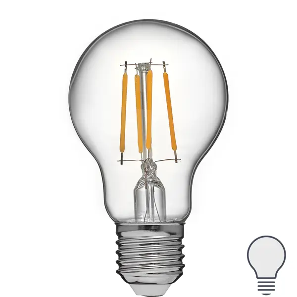 Лампа светодиодная Volpe LEDF E27 220-240 В 5 Вт груша прозрачная 470 лм нейтральный белый свет