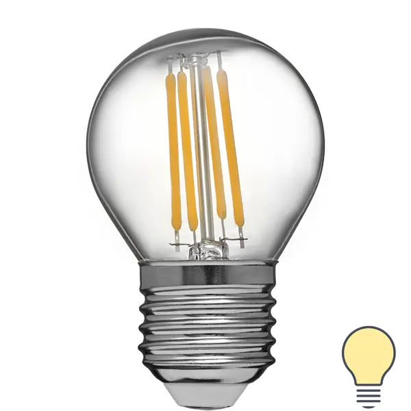 Лампа светодиодная Volpe LEDF E27 220-240 В 4 Вт шар малый прозрачная 400 лм теплый белый свет