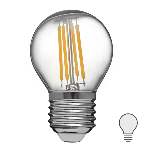 Лампа светодиодная Volpe LEDF E27 220-240 В 4 Вт шар малый прозрачная 400 лм нейтральный белый свет