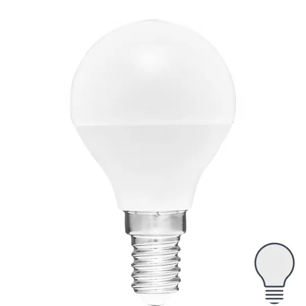 Лампа светодиодная Volpe E14 220-240 В 5 Вт шар малый матовая 470 лм, нейтральный белый свет