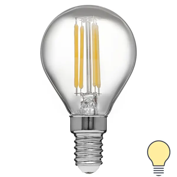 Лампа светодиодная Volpe LEDF E14 220-240 В 4 Вт шар малый прозрачная 400 лм теплый белый свет