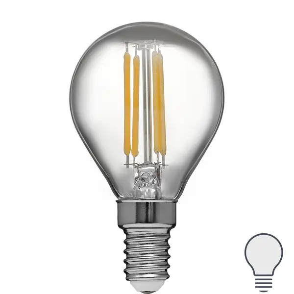 Лампа светодиодная Volpe LEDF E14 220-240 В 7 Вт шар малый прозрачная 750 лм нейтральный белый свет