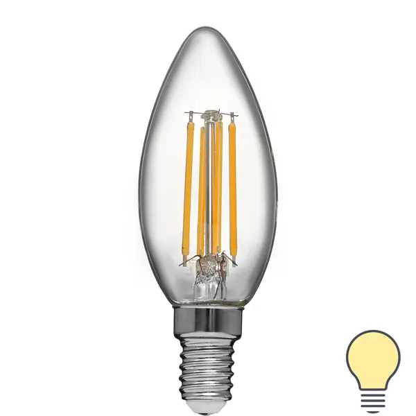Лампа светодиодная Volpe LEDF E14 220-240 В 6 Вт свеча прозрачная 600 лм теплый белый свет