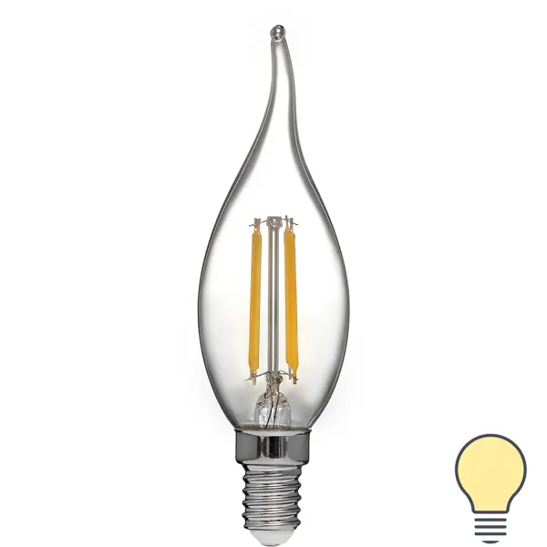 Лампа светодиодная Volpe LEDF E14 220-240 В 5 Вт свеча на ветру прозрачная 470 лм теплый белый свет