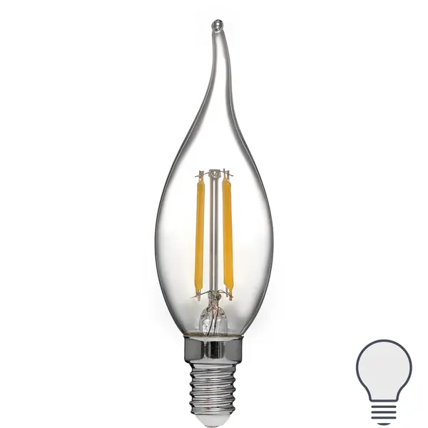 Лампа светодиодная Volpe LEDF E14 220-240 В 5 Вт свеча на ветру прозрачная 470 лм нейтральный белый свет