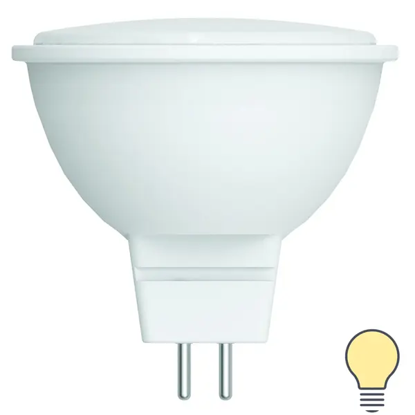 Лампа светодиодная Volpe MR16 GU5.3 12 В 5 Вт Эдисон матовая 500 лм, теплый белый свет