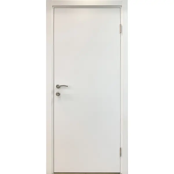 Блок дверной Капель глухой ПВХ Белый 60x200 см (с замком и петлями)