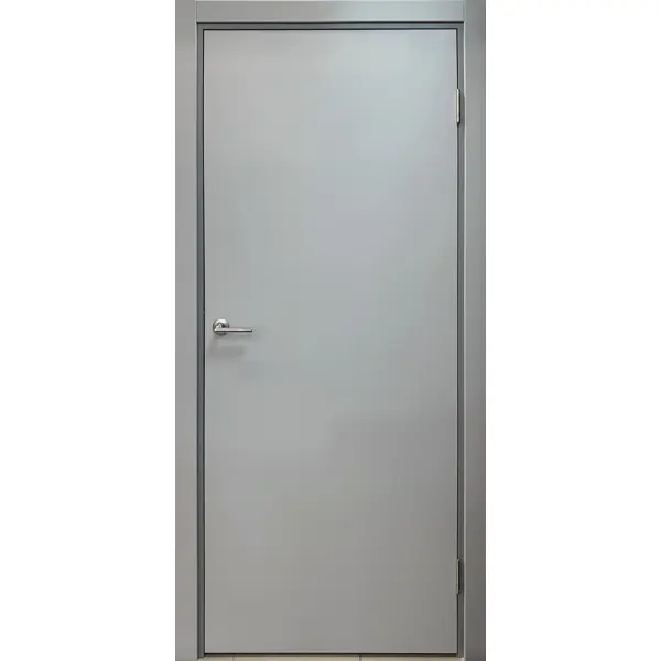 Блок дверной Капель глухой ПВХ Серый 70x200 см (с замком и петлями)