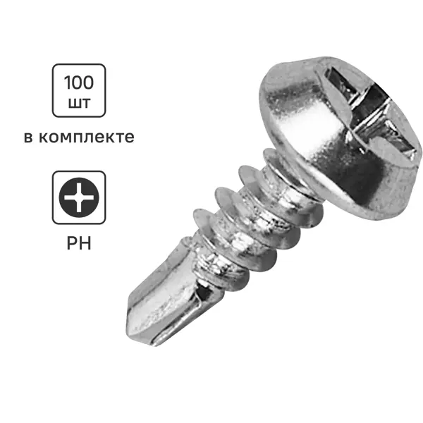 Саморезы по металлу Standers со сверлом оцинкованные 3.5x11 100 шт.
